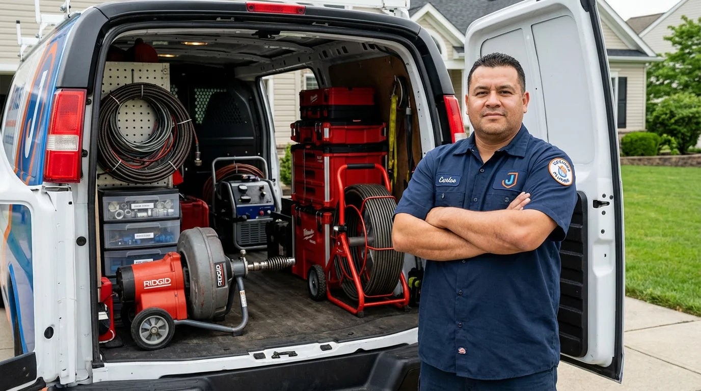 Professional drain cleaning equipment and Johns Plumbing LLC plumber in Tappan