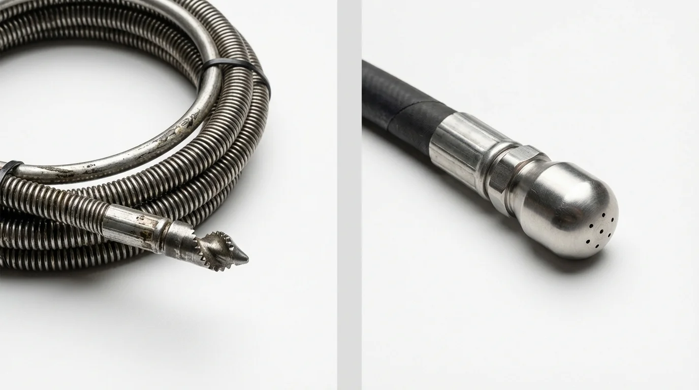 Drain snake cable and hydro jetting nozzle used for drain cleaning in Tappan, NY