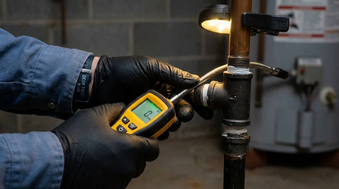 Gas leak detection with electronic sniffer by Johns Plumbing LLC in Tappan