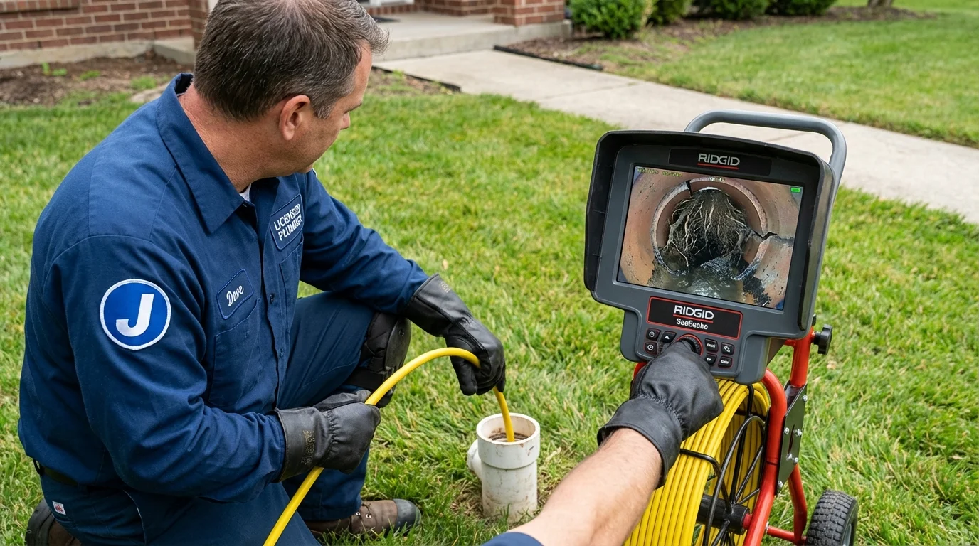 Sewer camera inspection being performed by Johns Plumbing LLC in Tappan